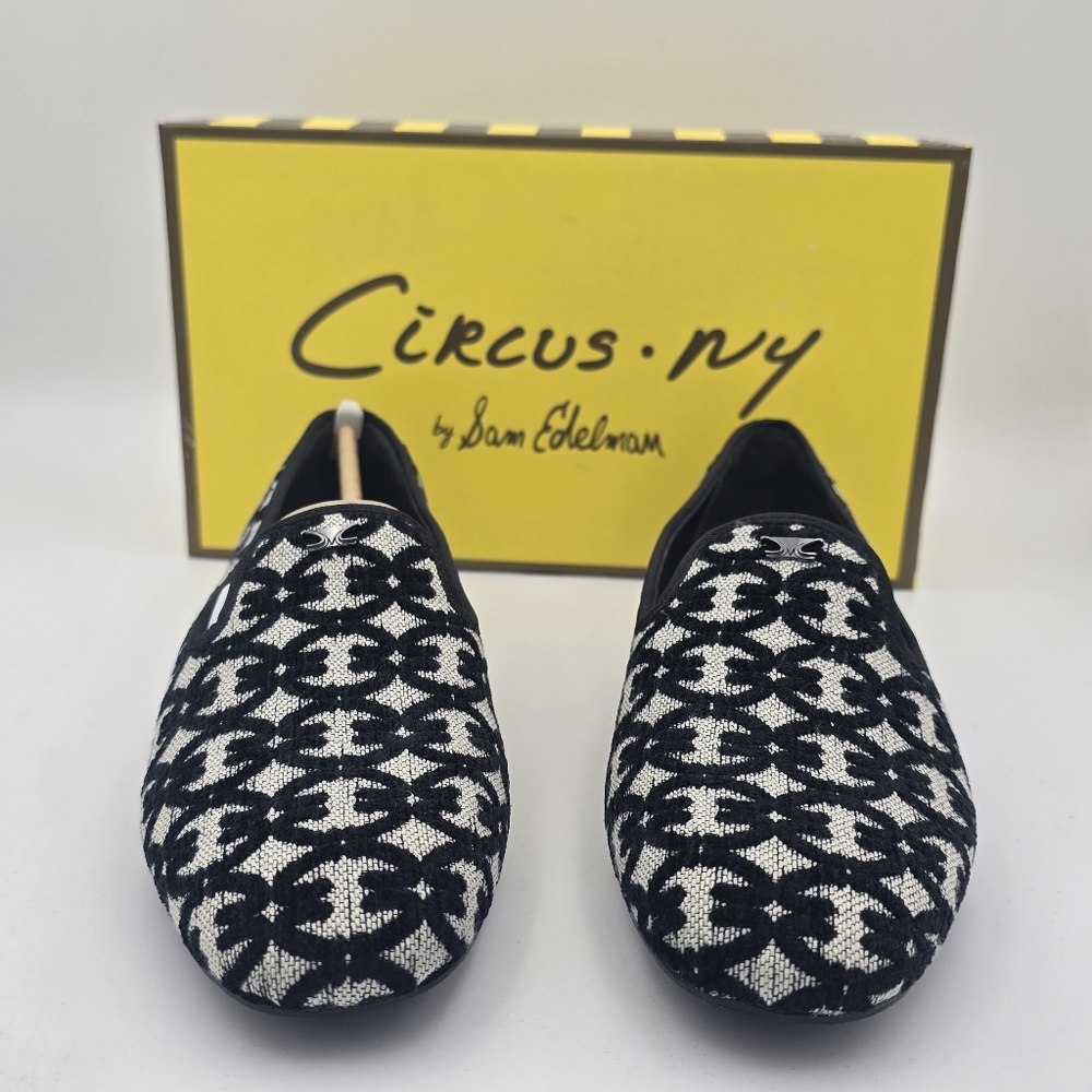 NIB Circus NY by Sam Edelman Tiffany Flat Loafers, Black/Natural Fabric, 6M - Picture 2 of 16